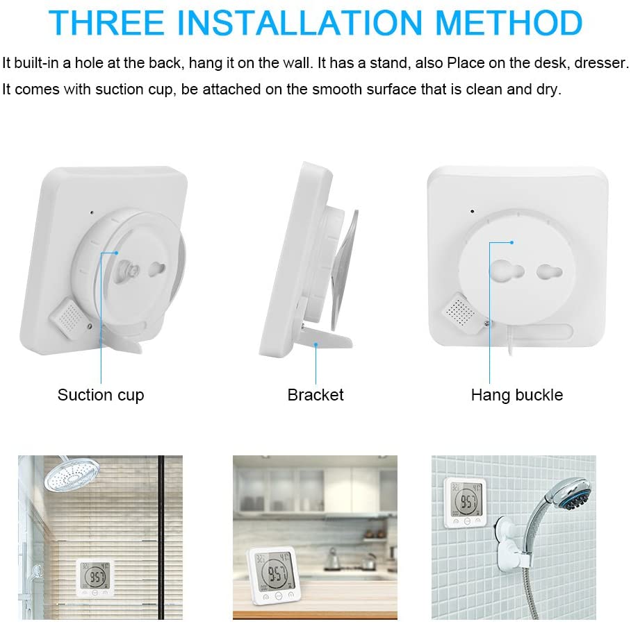 Waterproof Shower Clock Timer Clock with Alarm