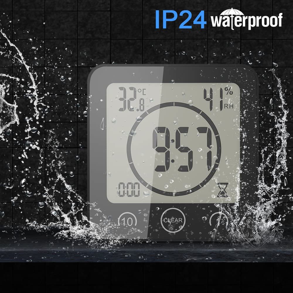 Waterproof Shower Clock Timer Clock with Alarm